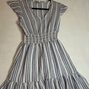 Rails Tiara Catalina Blue Striped summer beach dress smocked waist  size small